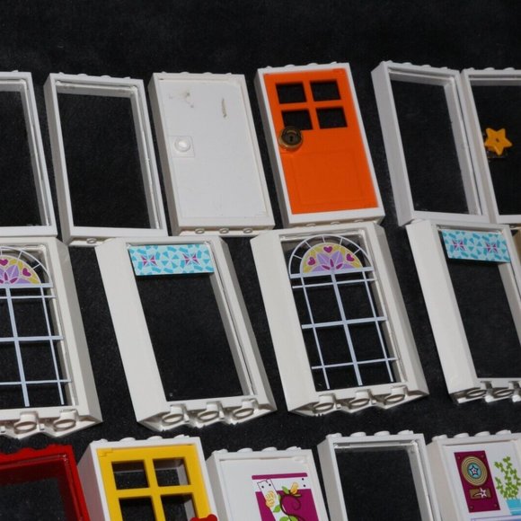 Lego friends doors windows white frames 28327 lot castle door, panes - Picture 10 of 16
